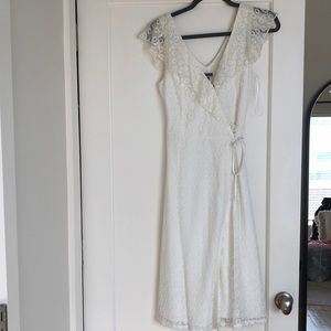 White lace midi dress